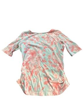 Guess Floral Scoop Neck Women's Top in Mint and Coral Size Medium